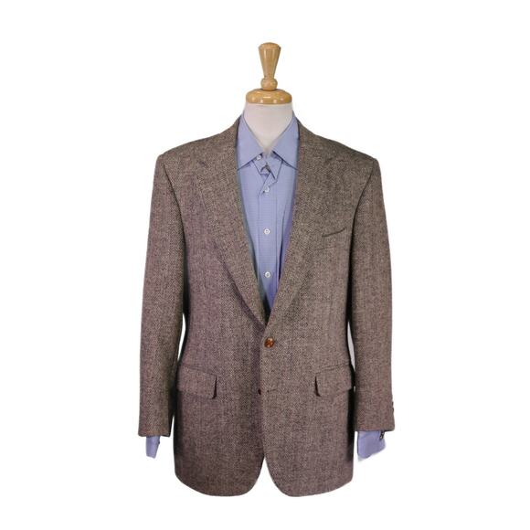 Harris Tweed Bill Blass Vintage 2-Btn Scottish Wool Blazer Jacket 40S